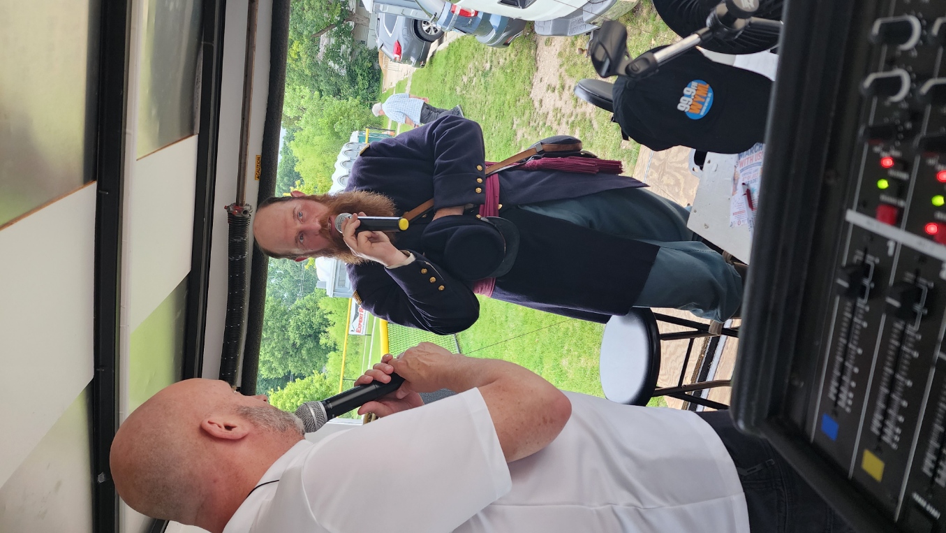 Rick Block interviews one of the VFW members who maintains a civil war canon that is still fully functional. He fired it a few times during the event!