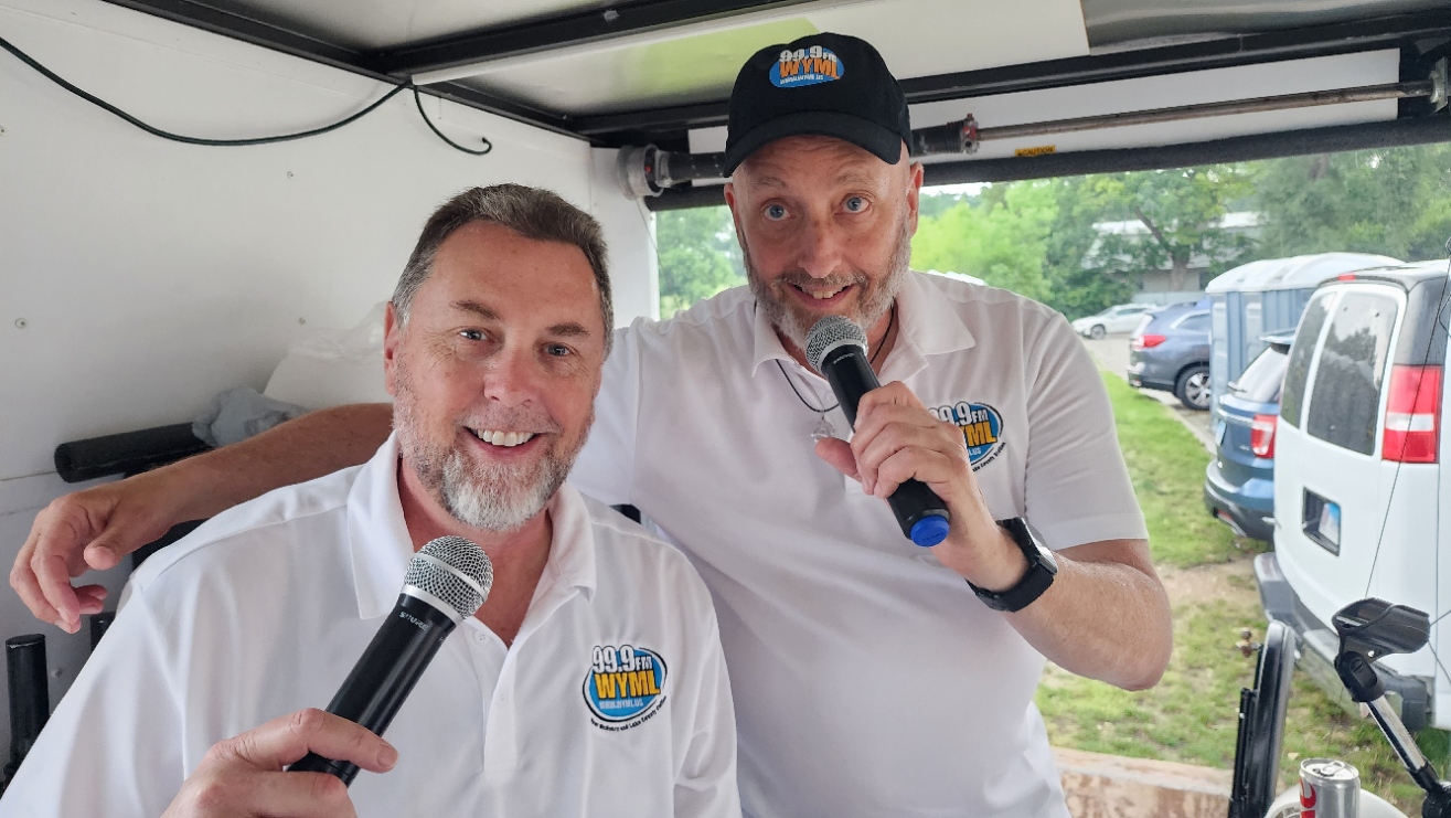 Carsen Star and Rick Block in the WYML Remote Broadcast Trailer