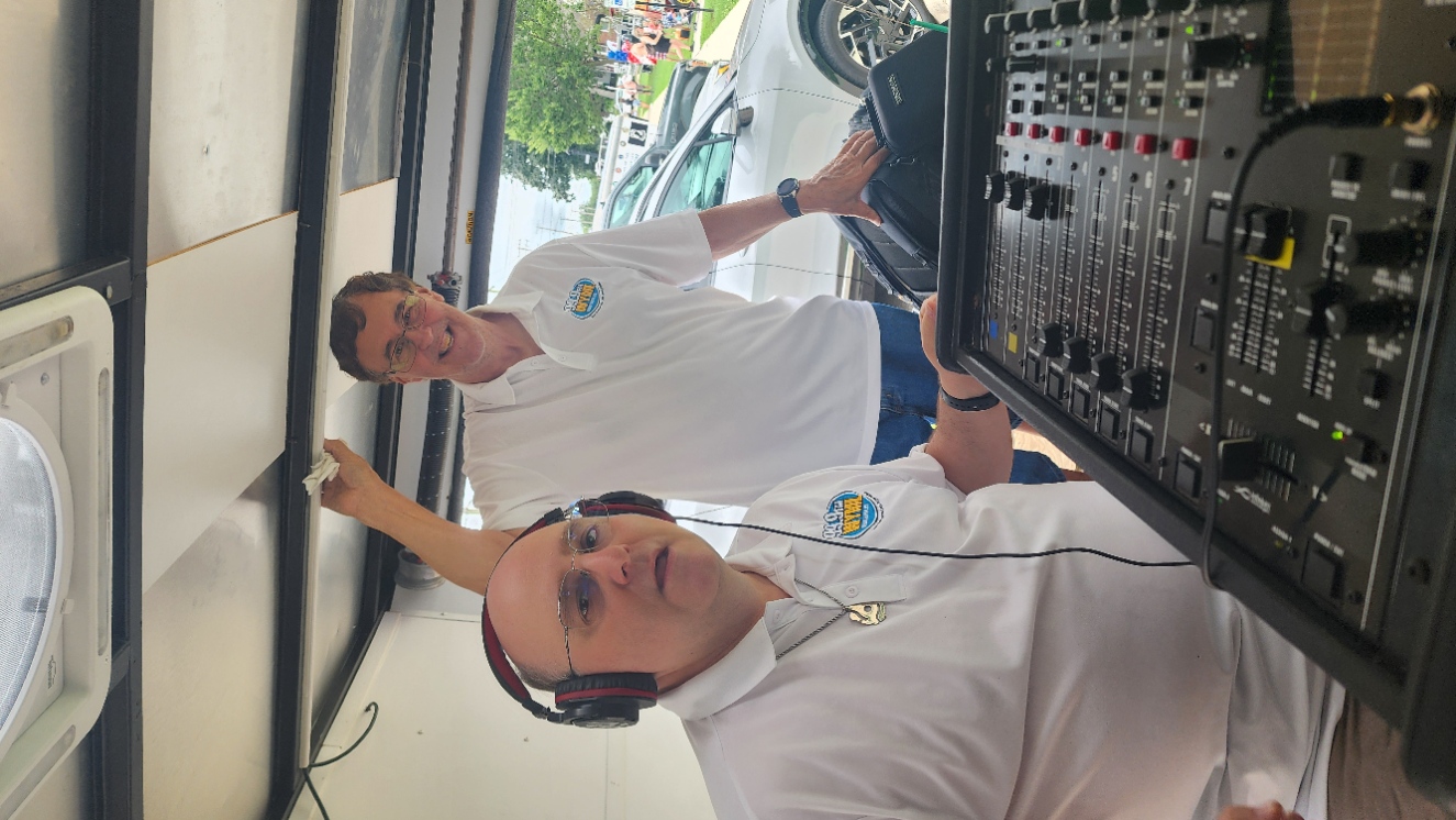 Pete Weldon and Rick Johnson in the broadcast trailer